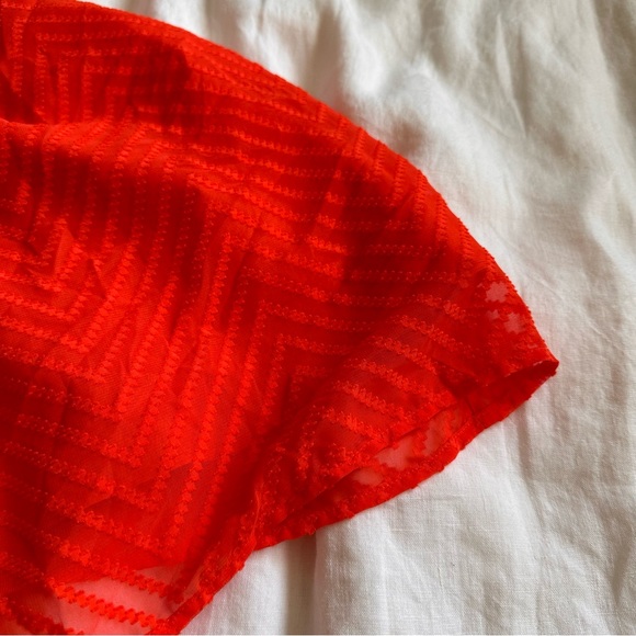 JCrew Zig Zag Chevron Dress, Size 0, Neon Orange - Picture 3 of 4